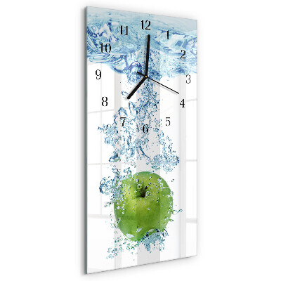 Verticale moderne glazen wandklok Appelwater