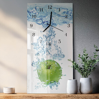 Verticale moderne glazen wandklok Appelwater
