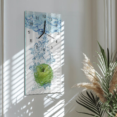 Verticale moderne glazen wandklok Appelwater