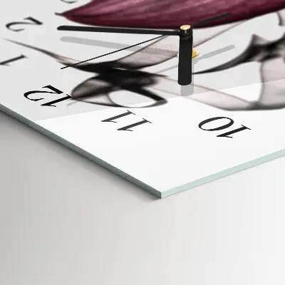 Verticale moderne glazen wandklok Orchidee