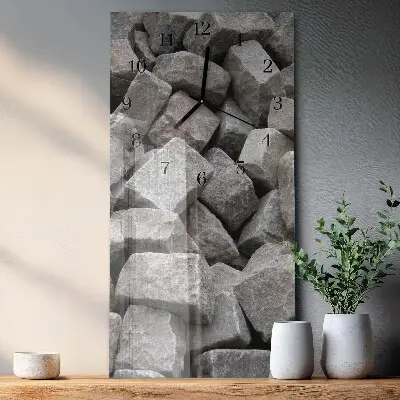Verticale rechthoekige glazen wandklok Stenen