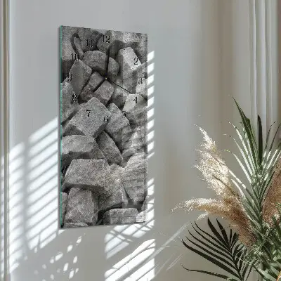 Verticale rechthoekige glazen wandklok Stenen