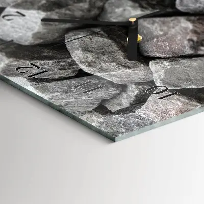 Verticale rechthoekige glazen wandklok Stenen