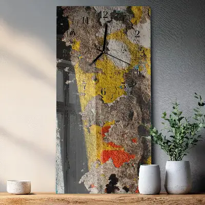Verticale moderne glazen wandklok Gebarsten oppervlak