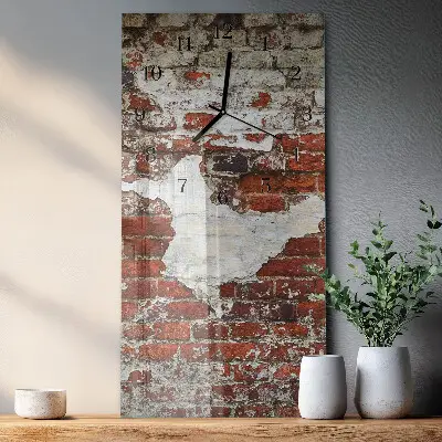 Verticale rechthoekige glazen wandklok Muur