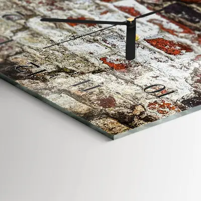 Verticale rechthoekige glazen wandklok Muur