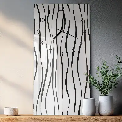 Verticale rechthoekige glazen wandklok Strepen