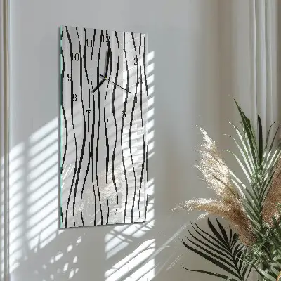 Verticale rechthoekige glazen wandklok Strepen