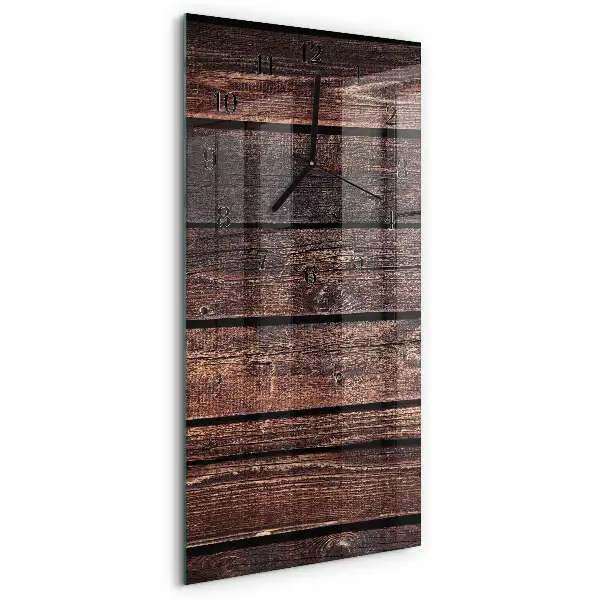 Verticale moderne glazen wandklok Hout