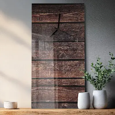 Verticale moderne glazen wandklok Hout