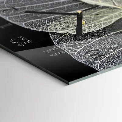 Verticale moderne glazen wandklok Plantenbladeren