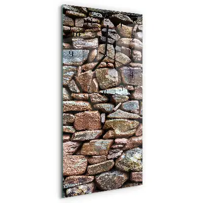 Verticale rechthoekige glazen wandklok Stenen muur