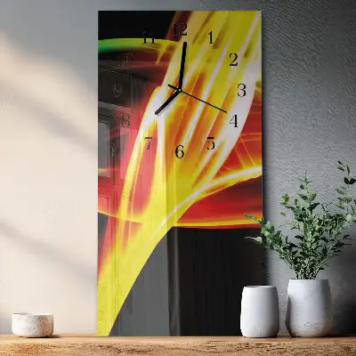 Verticale rechthoekige glazen wandklok Abstractie