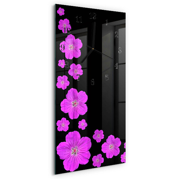 Verticale moderne glazen wandklok Bloemen