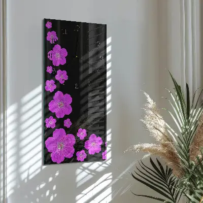 Verticale moderne glazen wandklok Bloemen