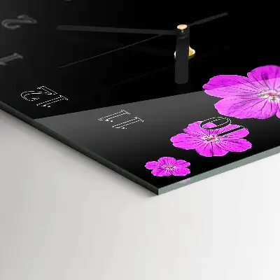 Verticale moderne glazen wandklok Bloemen