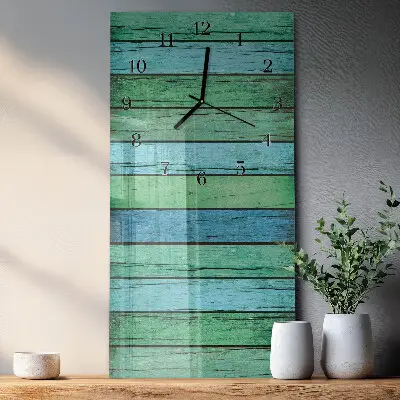 Verticale rechthoekige glazen wandklok Hout