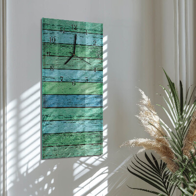 Verticale rechthoekige glazen wandklok Hout