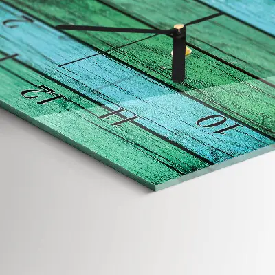 Verticale rechthoekige glazen wandklok Hout