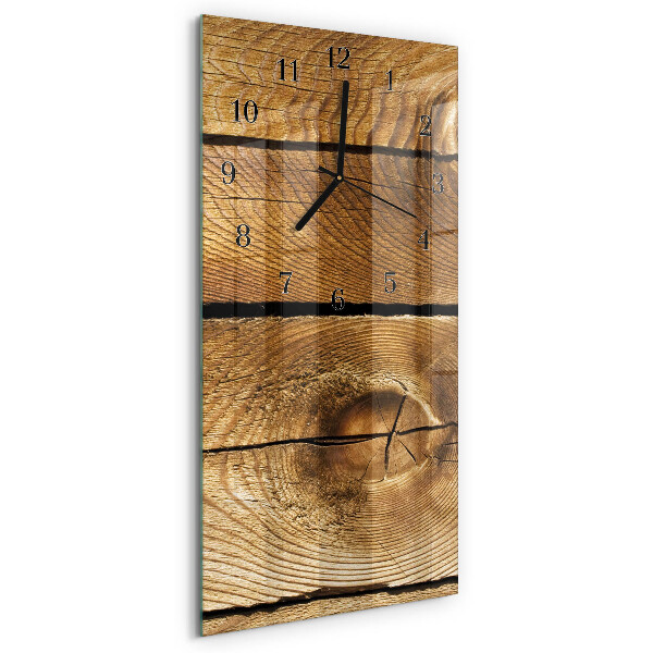 Verticale rechthoekige glazen wandklok Hout
