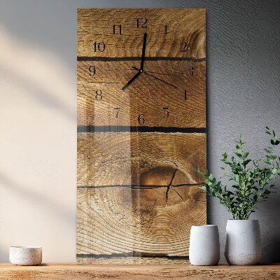 Verticale rechthoekige glazen wandklok Hout