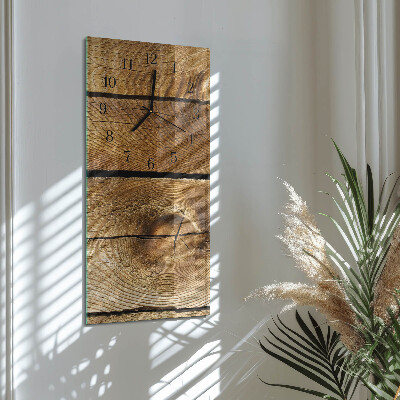 Verticale rechthoekige glazen wandklok Hout