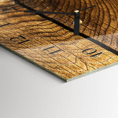 Verticale rechthoekige glazen wandklok Hout