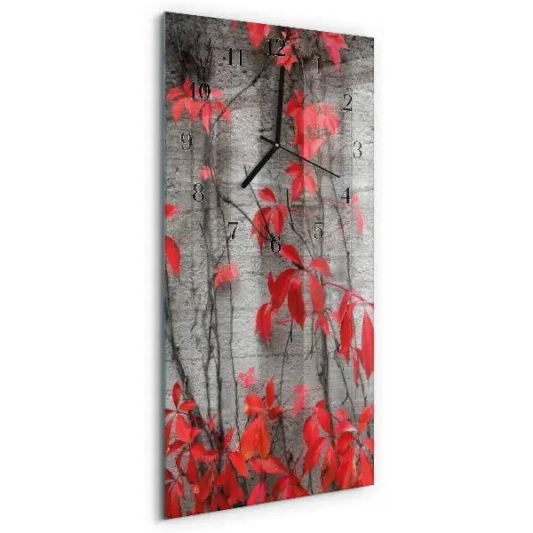 Verticale moderne glazen wandklok Bloemen