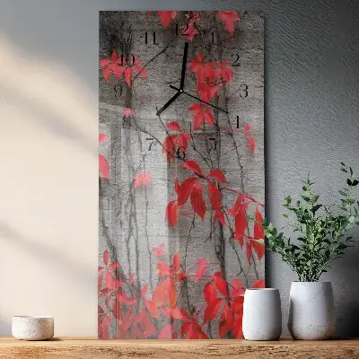Verticale moderne glazen wandklok Bloemen