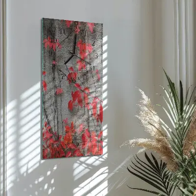 Verticale moderne glazen wandklok Bloemen