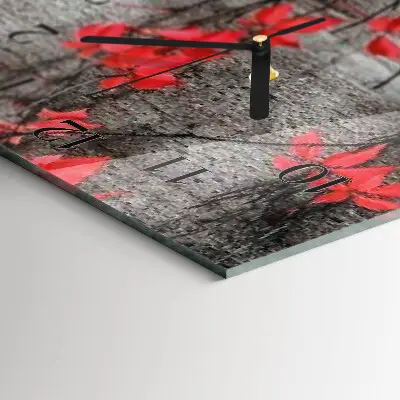 Verticale moderne glazen wandklok Bloemen