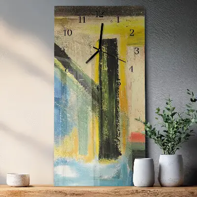 Verticale rechthoekige glazen wandklok Patroon