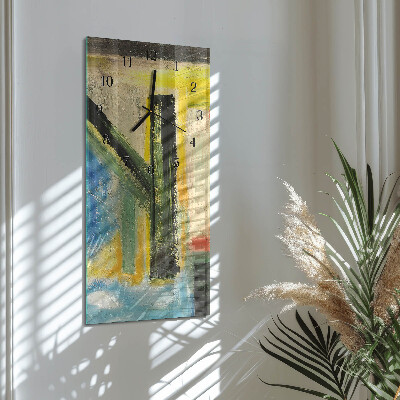 Verticale rechthoekige glazen wandklok Patroon