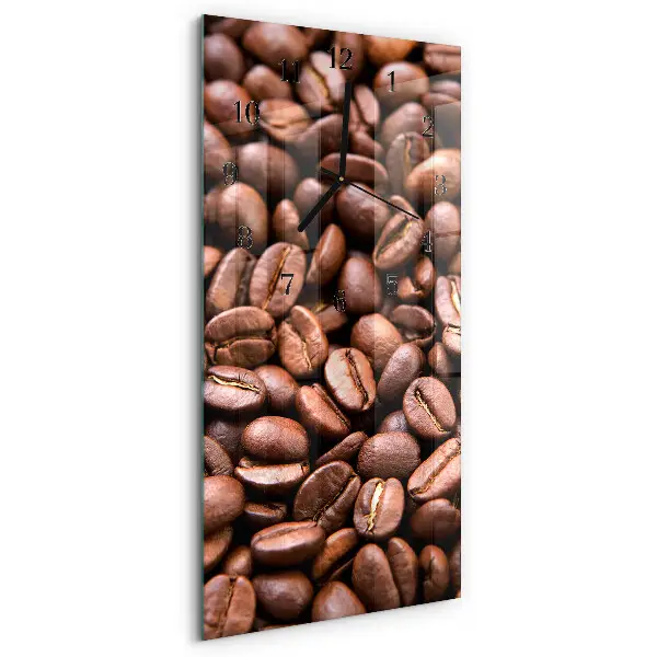 Verticale rechthoekige glazen wandklok Cafeïnebonen