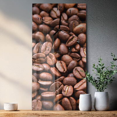 Verticale rechthoekige glazen wandklok Cafeïnebonen