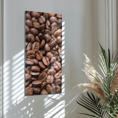Verticale rechthoekige glazen wandklok Cafeïnebonen