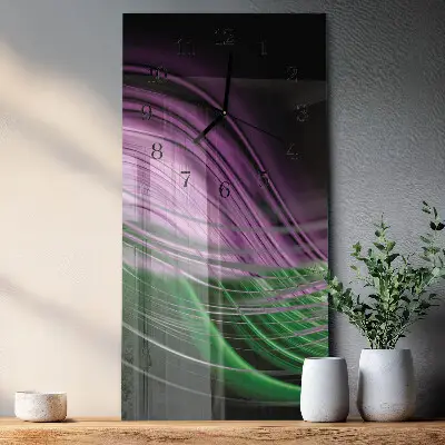 Verticale rechthoekige glazen wandklok Abstracte kunst