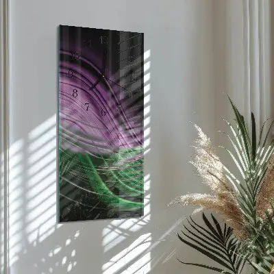Verticale rechthoekige glazen wandklok Abstracte kunst