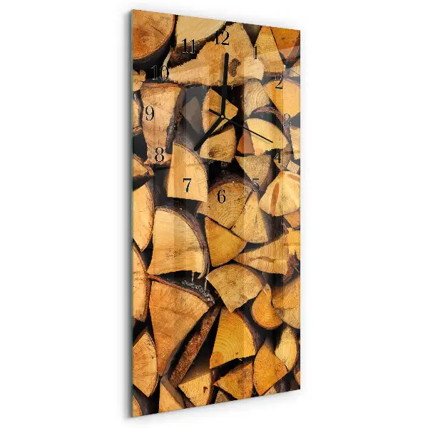 Verticale moderne glazen wandklok Hout