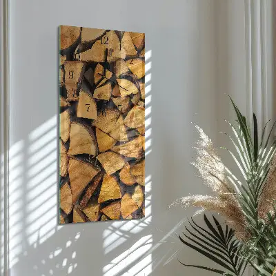 Verticale moderne glazen wandklok Hout