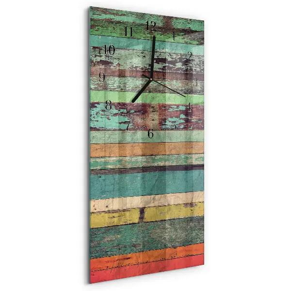 Verticale moderne glazen wandklok Hout