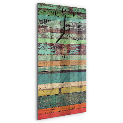 Verticale moderne glazen wandklok Hout