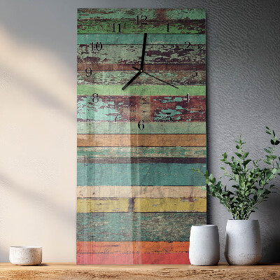 Verticale moderne glazen wandklok Hout