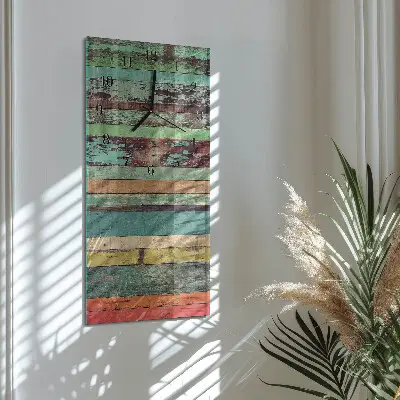 Verticale moderne glazen wandklok Hout