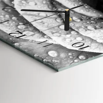 Verticale rechthoekige glazen wandklok Roos