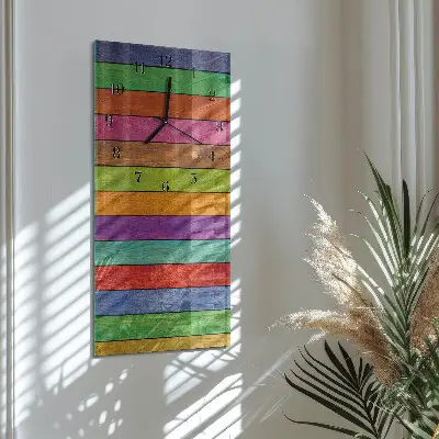 Verticale rechthoekige glazen wandklok Strepen
