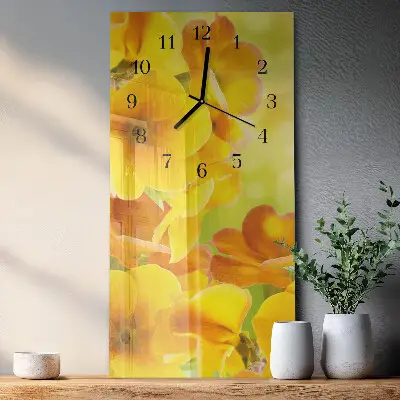 Verticale rechthoekige glazen wandklok Bloemen