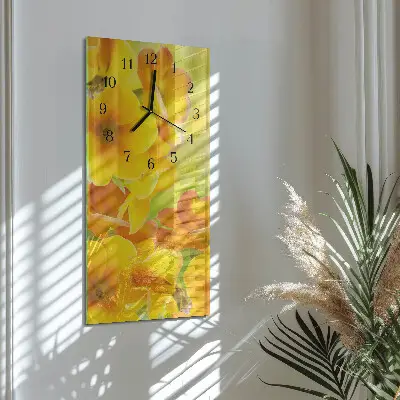 Verticale rechthoekige glazen wandklok Bloemen