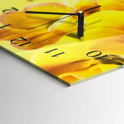 Verticale rechthoekige glazen wandklok Bloemen