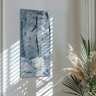 Verticale rechthoekige glazen wandklok Broek